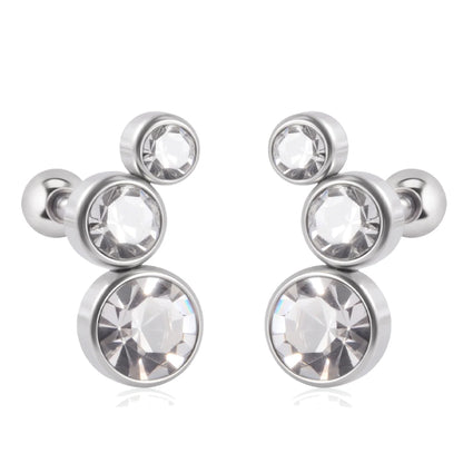 2PCS 361 Surgical Steel Crystal  Ear Tragus Cartilage Earrings 16G Three Zircon Lobe Helix Daith Earring Piercing Body Jewelry