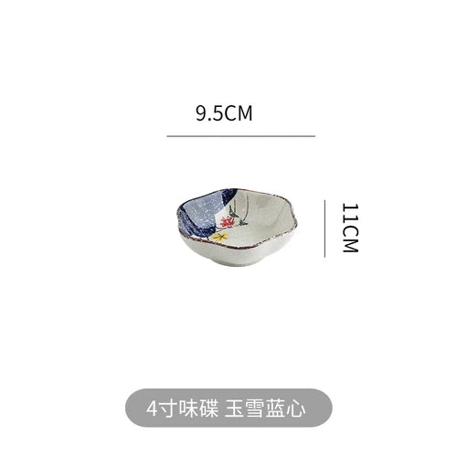 Japanese Style Set Tableware Cuisine Restaurant Commercial Retro Plate Rectangular Ceramic Net Red Tray Sushi Plate Dish.