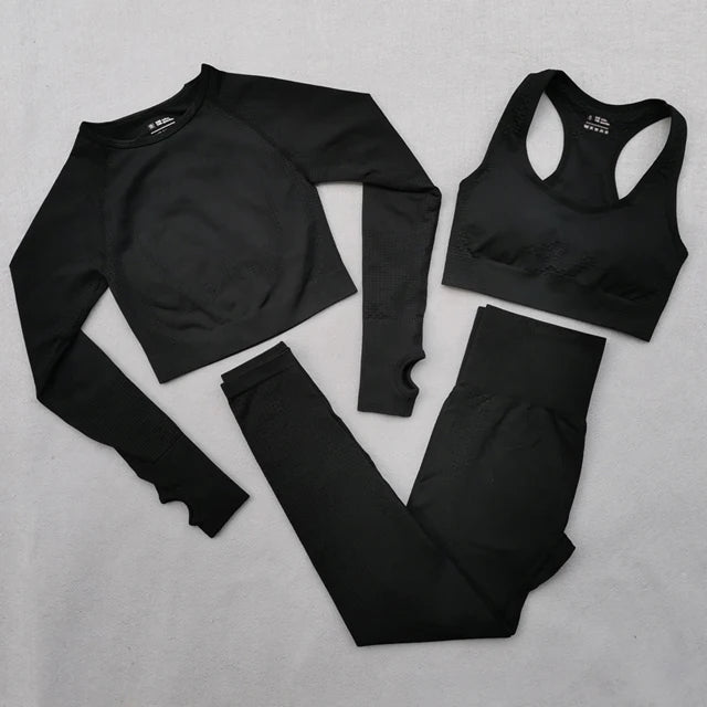 Women Seamless Yoga Set Fitness Clothing Sportswear Woman Gym Leggings Push up legging Cropped Shirts Sports Suits