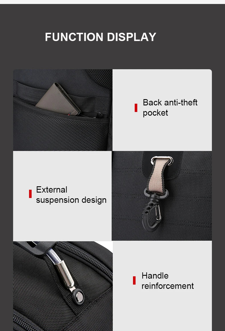 Wasserdichte 20-Zoll-Laptop-Rucksäcke USB-Lade Schultasche Diebstahlsicherer Herren-Rucksack Reiserucksack Männlicher Mochila Hohe Kapazität.