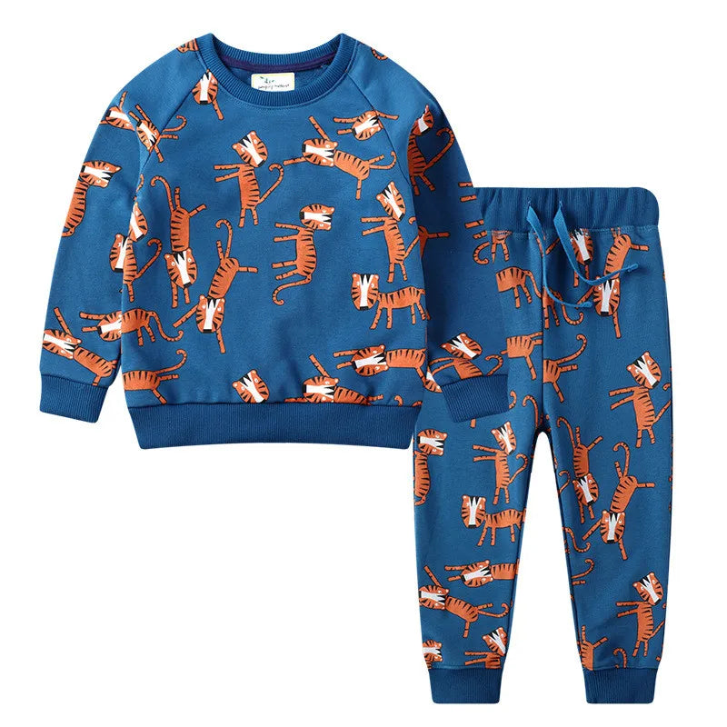   Jumping Meters New Baby Boys Clothing Sets Autumn Winter Cartoon Tiger Printed Cotton Boys Girls Outfit Long Sleeve Shirt Pant