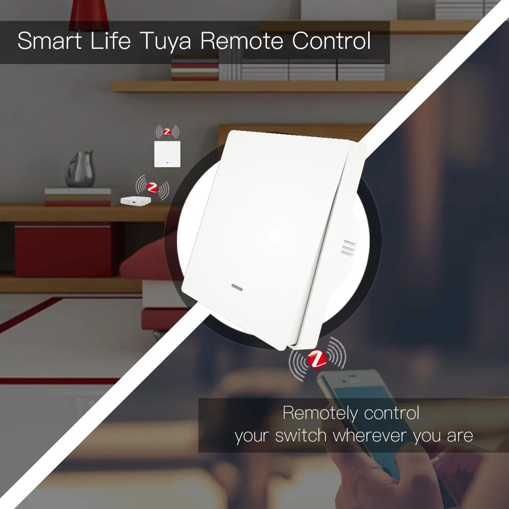 MOES Smart Lichtschalter Tuya ZigBee Kein Neutralleiter Kein Kondensator erforderlich Smart Life 2/3-Wege Funktioniert mit Alexa Google Home 2mqtt.
