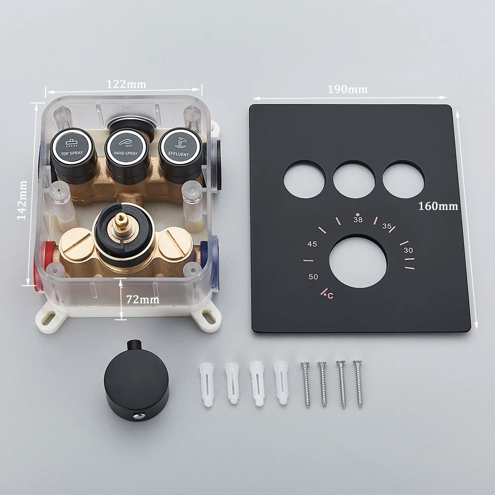 Thermostatic Mixers Bathroom Shower Faucet Set Led Rain Waterfall Bathtub Shower System Remote Control Colors Ceiling Mounted