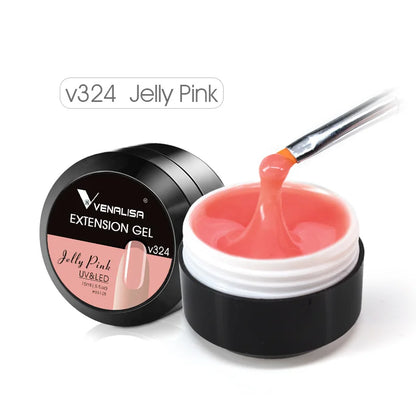15ml Venalisa Jelly Extension Nail UV Construction Gel French Glitter Poly Nail Gel Clear Natural Camouflage Color Fibre Varnish