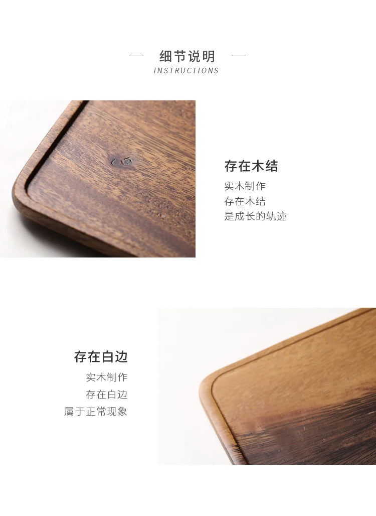 Rectangle Wooden Tea Tray Serving Table Plate Snacks Food Storage Dish for Hotel Home.