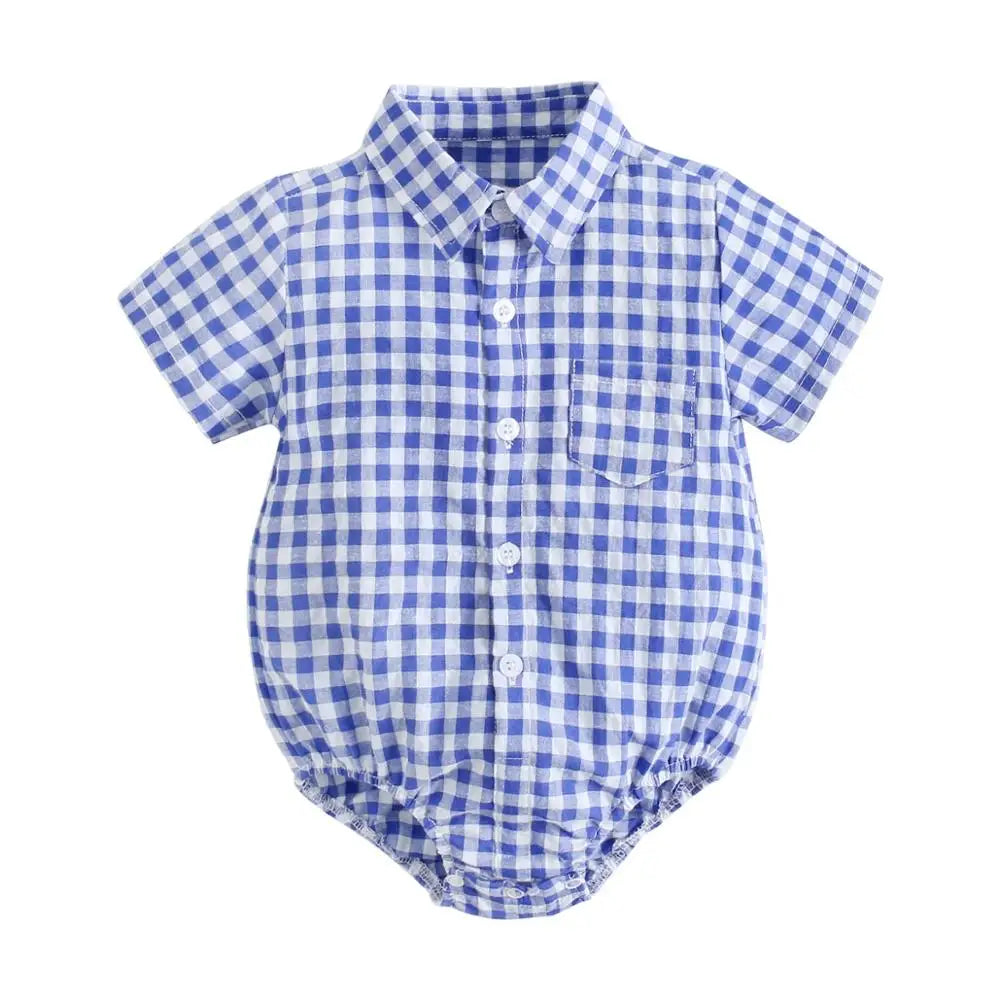 Sanlutoz Sommer Baby Jungen Bodys Baumwolle Baby Kleidung Plaid Mode Kurzarm Kleinkinder Kleidung Casual