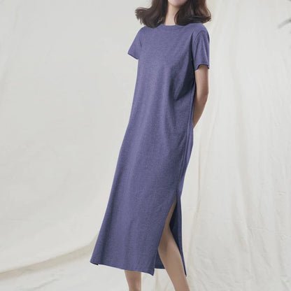 Casual 94 % Baumwolle Sommer frauen Kleider Solide Kurzarm Verschüttet Lange Midi Kleid Mode Sommerkleid Weibliche Kleidung, M30465