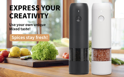 Electric Automatic Salt and Pepper Grinder Set Rechargeable With USB Gravity Spice Mill Adjustable Spices Grinder Kitchen Tools.