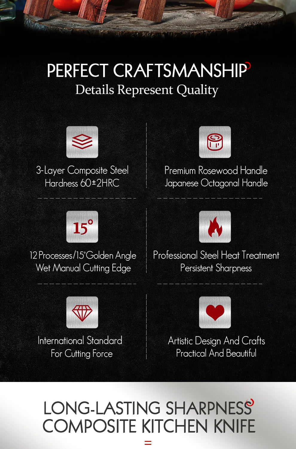 HEZHEN 1PC-5PC Kitchen Knife Set Chef Utility Stainless Steel 3 Layers Composite Steel Santoku Nakiri Kitchen Accessories.