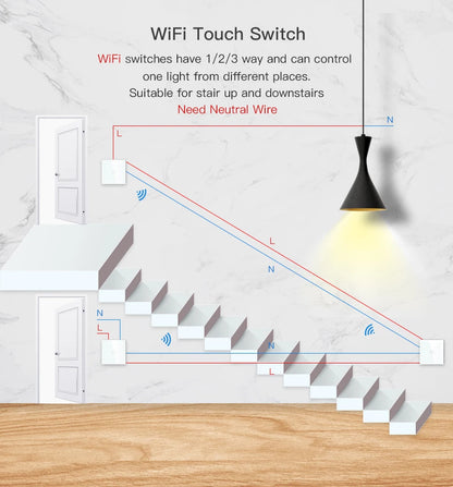 BSEED Smart Touch Schalter Funktion Schlüssel 1/2/3Gang 1/2/3Way WIFI Licht Schalter Basis DIY Teile Smart App Steuerung Neutral Erforderlich.