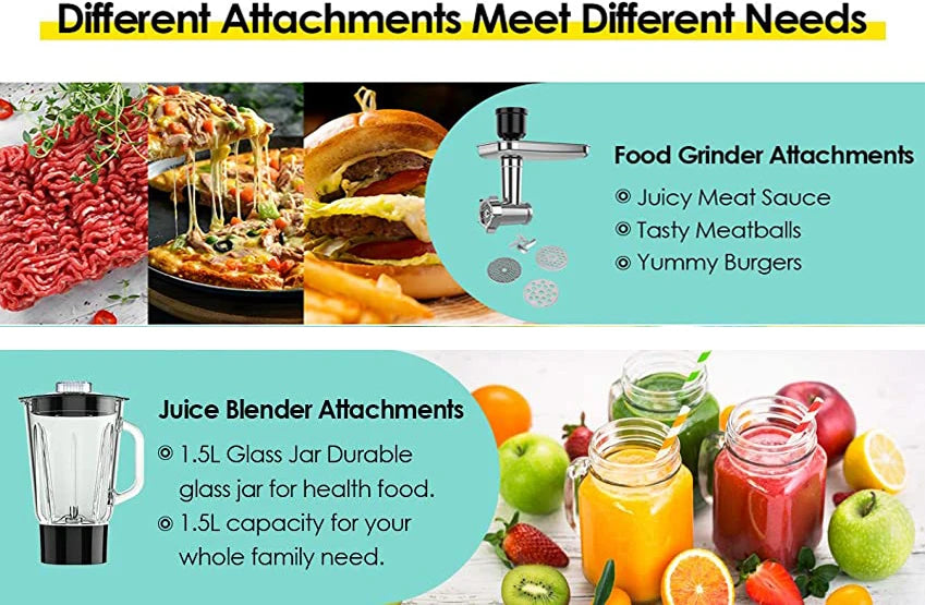 Kitchen Food Processor With Juicer Meat Grinder Chopper Stand Cream Egg Whisk Mixer  Blender Cake Dough Bread Maker Machine.