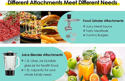 Kitchen Food Processor With Juicer Meat Grinder Chopper Stand Cream Egg Whisk Mixer  Blender Cake Dough Bread Maker Machine.