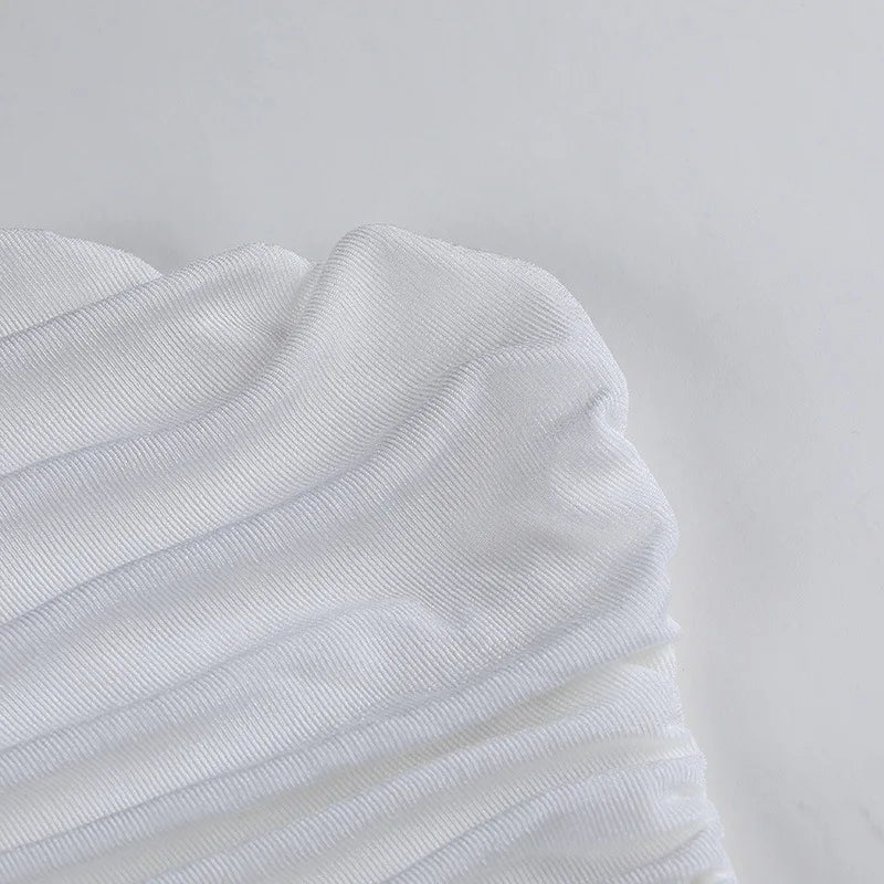 White Tank Top For Women Ruched One Shoulder Crop Top Female Elegant Summer Tops Holiday Beach Cami Top Y2K 2000s