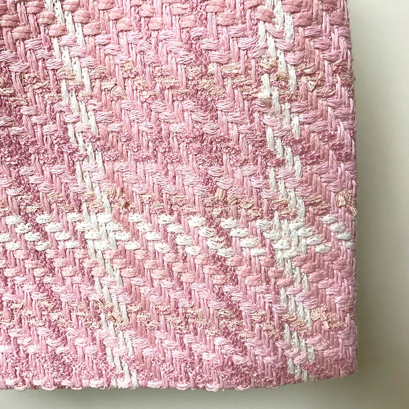 HIGH STREET Newest Fashion 2025 Designer Pink Skirts Women's Sweet Wool Blends Colors Woven Plaid Tweed Skirt.