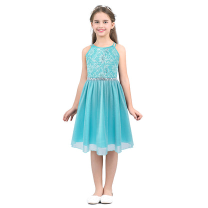 Iiniim Teen Mädchen Ärmellose Pailletten Floral Spitze Glänzenden Kleid Vestido de festa für Hochzeit Formale Geburtstag Party Sommer Kleider.