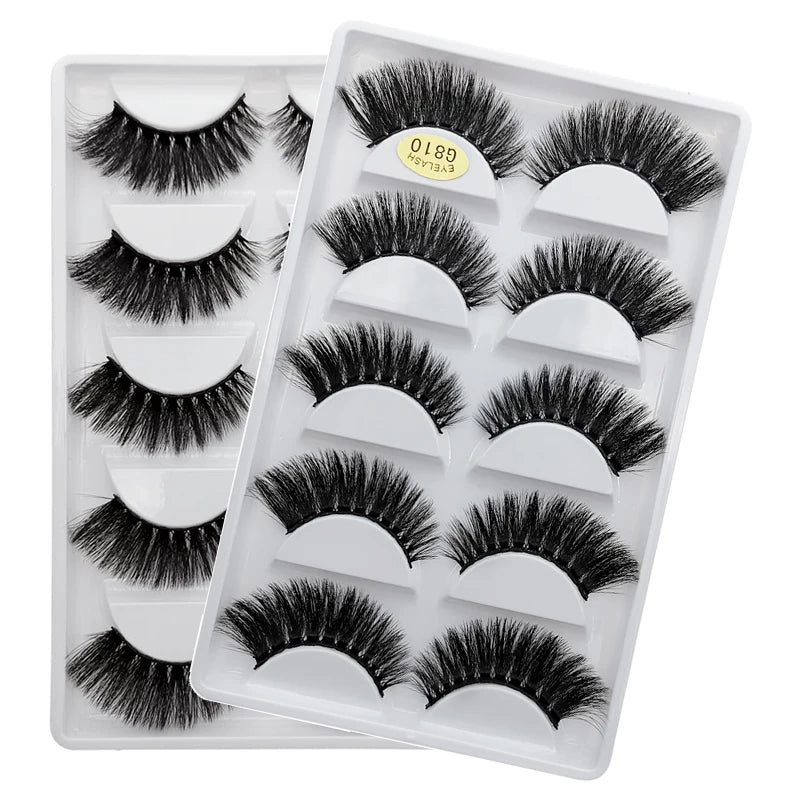 MEISHENJIE 5 pairs eyelashes 3d mink lashes natural long 1 box mink eyelashes 1cm-1.5cm 3d false eyelashes full strip lashes.