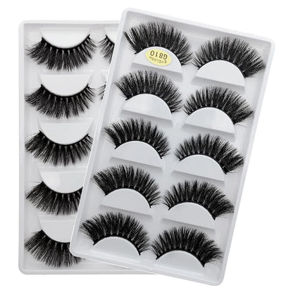 MEISHENJIE 5 pairs eyelashes 3d mink lashes natural long 1 box mink eyelashes 1cm-1.5cm 3d false eyelashes full strip lashes.