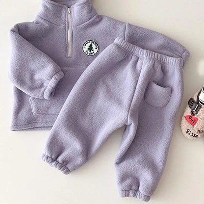 Baby Jungen Kleidung Sets Kinder Verdicken Sweatshirt Kinder Kleidung Mädchen Solide Baumwolle Langarm Pullover Tops + Hose Anzüge 2 stücke.