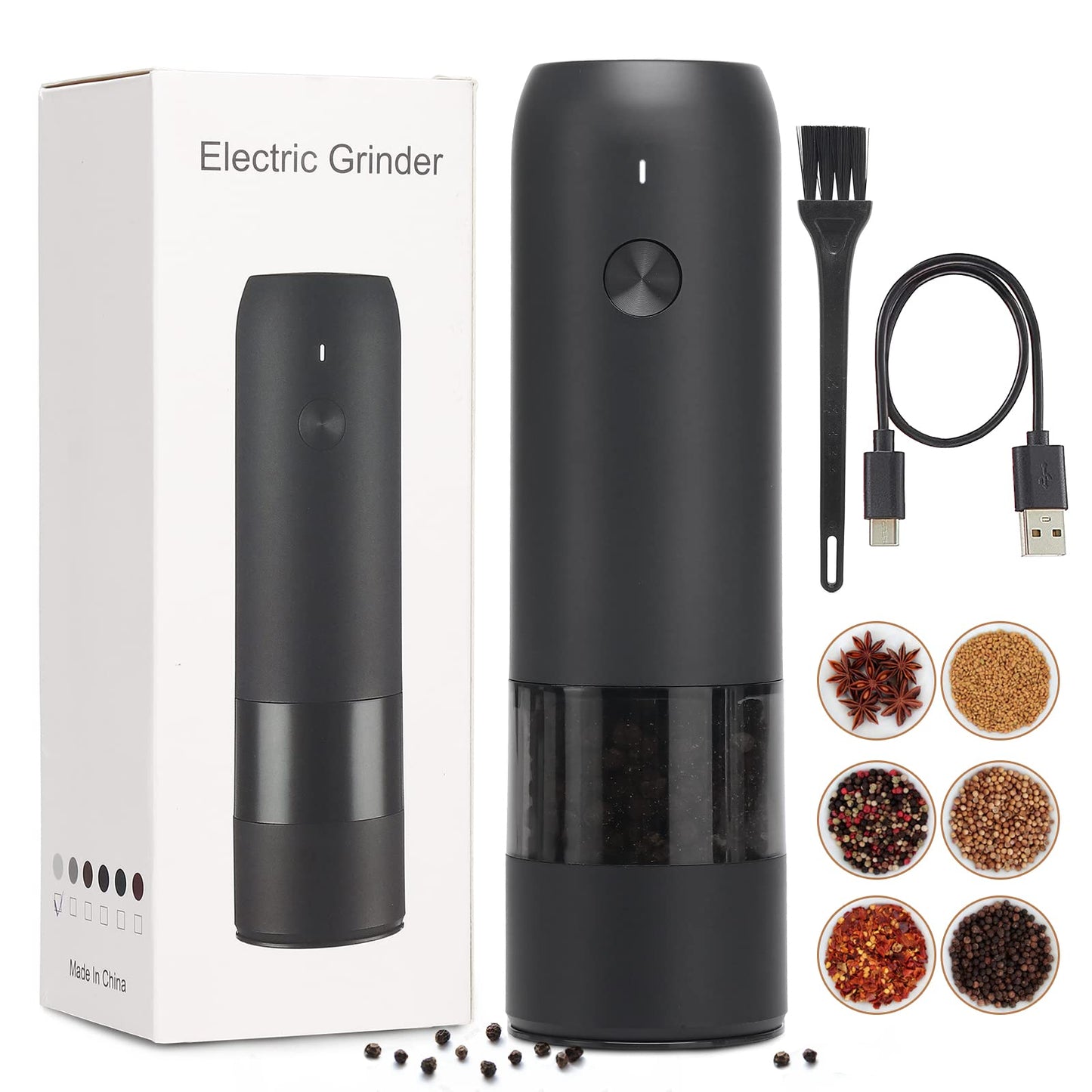 Electric Automatic Salt and Pepper Grinder Set Rechargeable With USB Gravity Spice Mill Adjustable Spices Grinder Kitchen Tools.