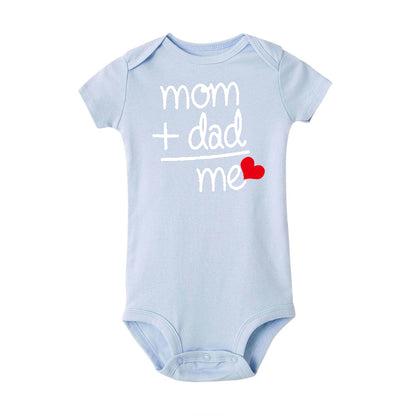 Mom + Dad = Mich Neugeborenen Baby Mädchen Romper Kleinkind Mädchen Jungen Kleidung Ropa Pyjama Strampler Kinder Kurzarm Body urlaub Geschenke.