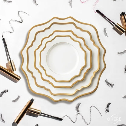 Multi Size Nordic Phnom Penh White Sun Flower Ceramic Plate Set Restaurant Wedding Household Bone China Western Steak Salad Dish.