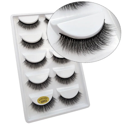 MEISHENJIE 5 pairs eyelashes 3d mink lashes natural long 1 box mink eyelashes 1cm-1.5cm 3d false eyelashes full strip lashes.