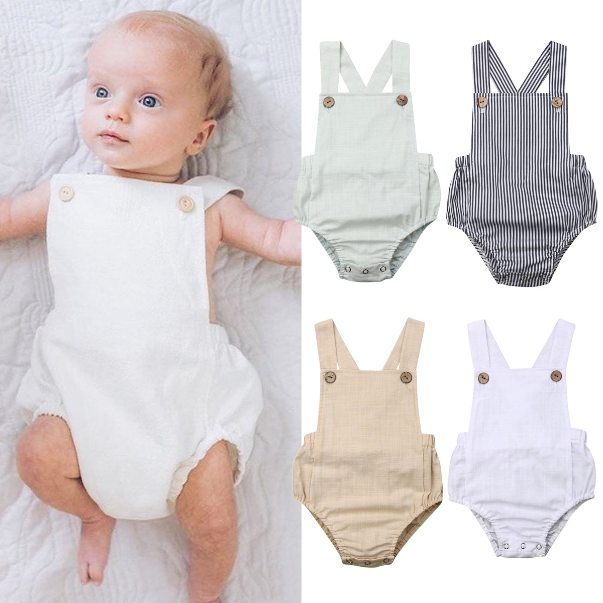 11 farbe Neugeborene Jungen Mädchen Body Sommer Taste Overall Striped Beiläufige Sleeveless Backless Solide Outfits Kleidung.