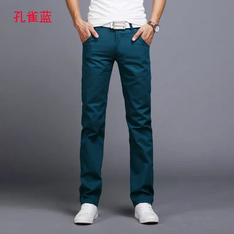 2022 Spring summer New Casual Pants Men Cotton Slim Fit Chinos Fashion Trousers Male Brand Clothing 9 colors Plus Size 28-38.