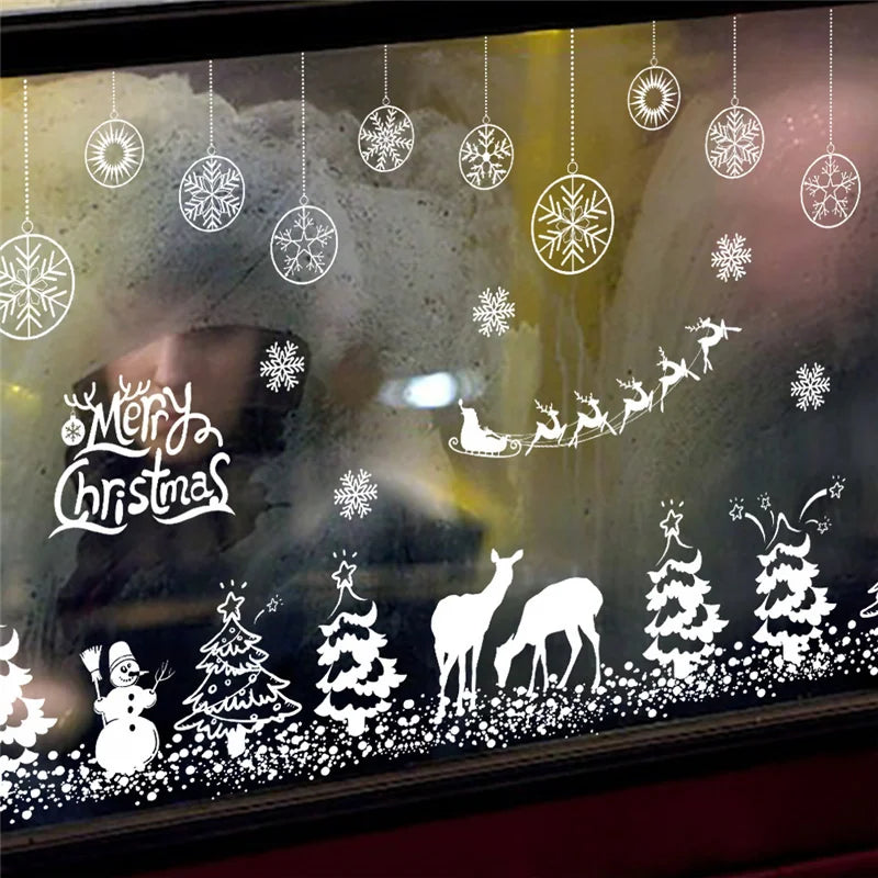 Celebrate Christmas Wall Stickers For Store Office Home Decoration White Xmas Festival Theme Wall Mural Art Diy Window Decals.