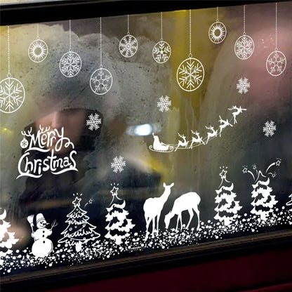 Celebrate Christmas Wall Stickers For Store Office Home Decoration White Xmas Festival Theme Wall Mural Art Diy Window Decals.