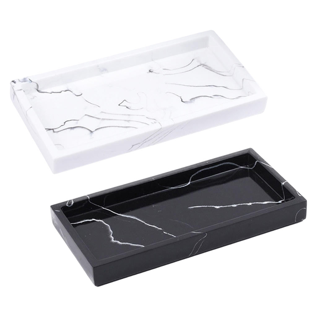 Marbled Storage Tray Resin Jewelry Display Plate Cosmetic Organizer Rectangle Home and Hotel Serving Tray.