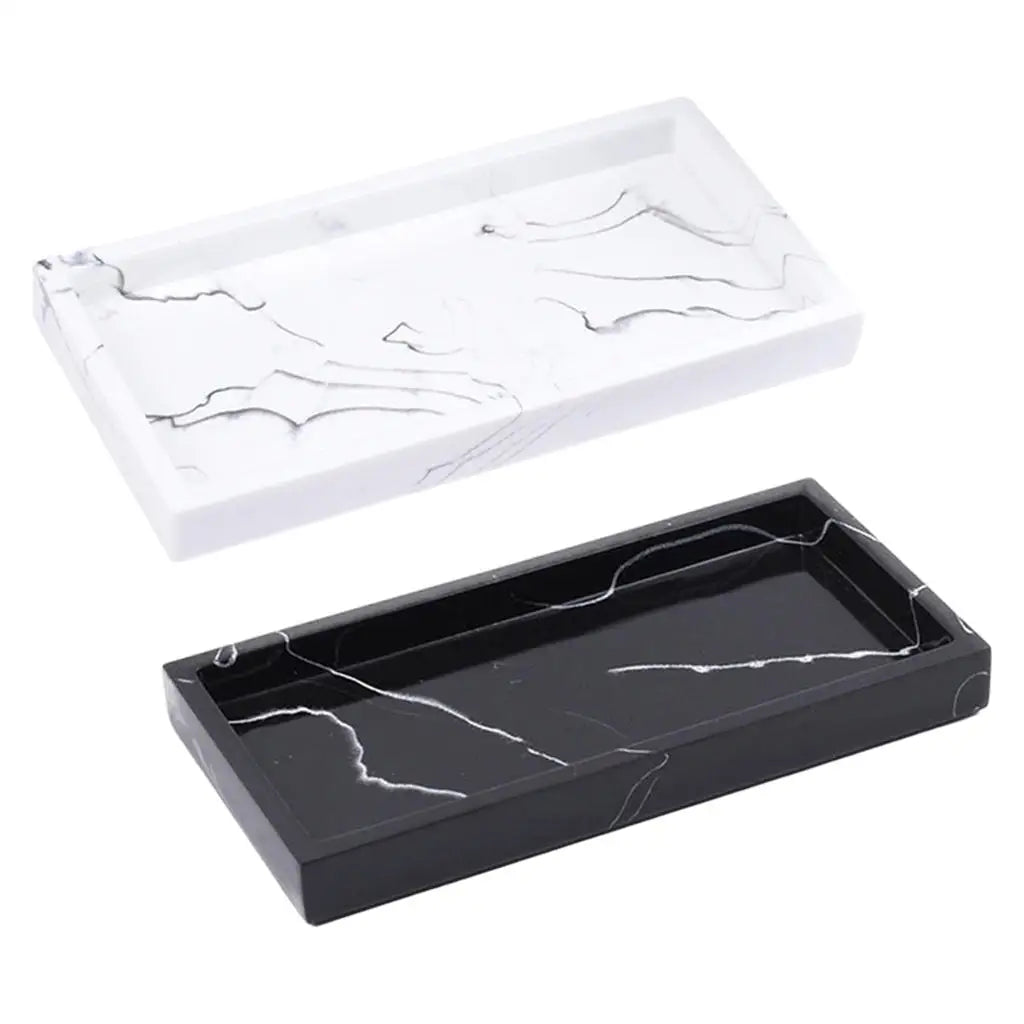 Marbled Storage Tray Resin Jewelry Display Plate Cosmetic Organizer Rectangle Home and Hotel Serving Tray.
