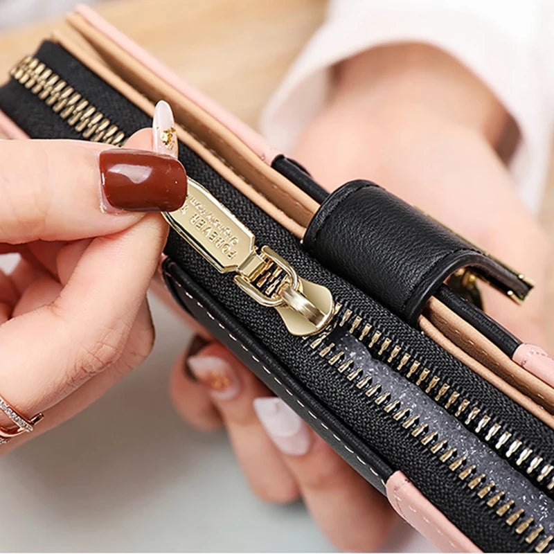 Hollow Leaves PU Leather Women's Long Wallet Fashion Female Coin Purses Hasp Zipper Clutch ID Credit Card Holders Money Bag Clip.