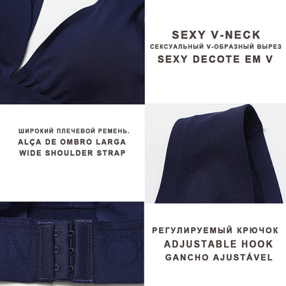 FINETOO Plus Size Women Cropped Top Female Bra S-XL V-Neck Girls Lingerie Active Bras Sexy Woman's Underwear Push Up Tube Tops.