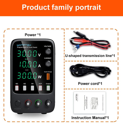 Wanptek Adjustable DC Power Supply 30V 10A LED Lab Bench Power Source Stabilized Switch Power Supply Voltage Regulator 60V 5A