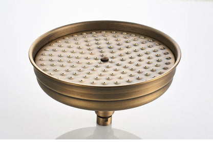 POIQIHY Antique Shower Set Wall Bathroom Bath Shower Faucet Rainfall Brass Swivel Spout Mixer Tap Sliding Bar Shower System