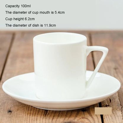 Pure White Bone China Coffee Cup Ceramic Simple Nordic Latte Cups Creative Fancy Afternoon Tea Cafe Coffee Cup and Saucer Spoon