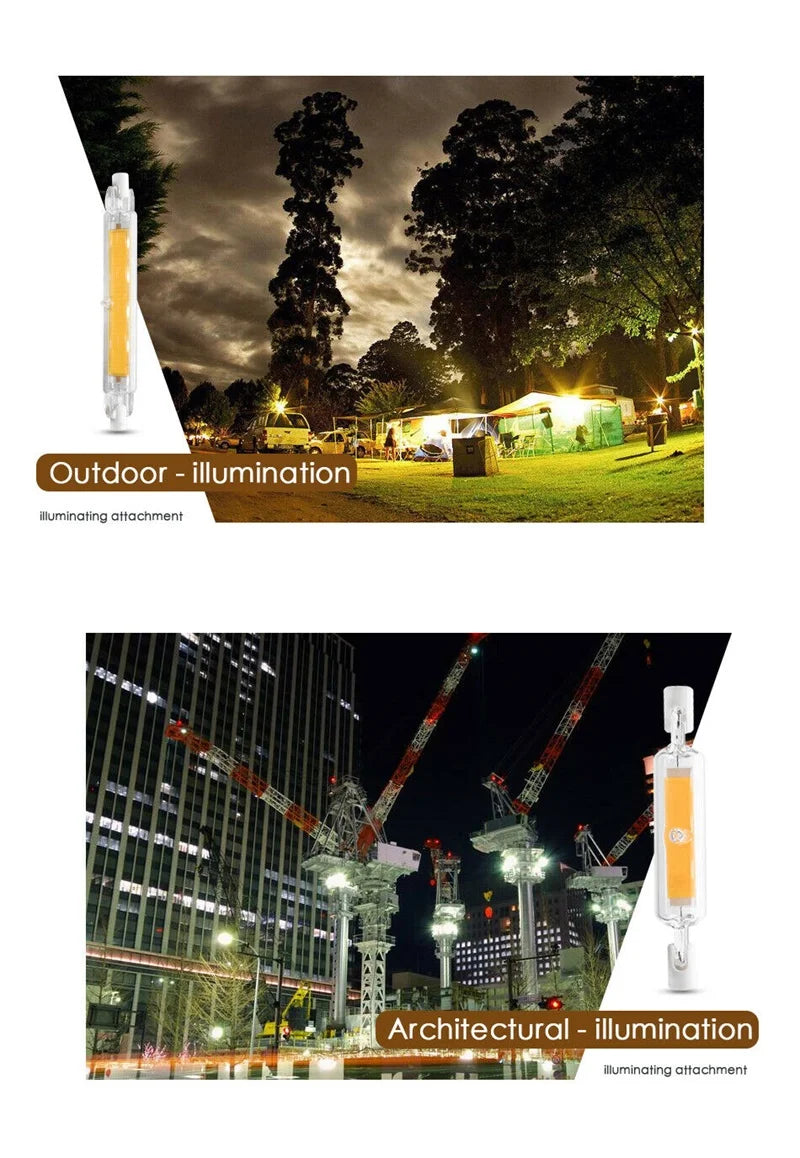 R7s LED 78mm 118mm 7W 12W 15W 25W Dimmable COB Bulbs Ceramic Glass Tube Light Ampoule Replacement Halogen Bombillas Spotlight.