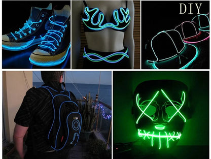 3V 5V 12V 2M/3M/5M Neon Light Dance Party Decor Light Neon LED lamp Flexible EL Wire Rope Tube Waterproof LED Strip.