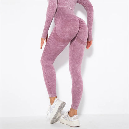 Hamidou Cropped Top Gym Set Seamless Women Yoga Workout Set Fintess Clothing Push Up Leggings Sport Wear Women Suits Tracksuit