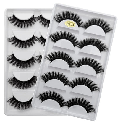 MEISHENJIE 5 pairs eyelashes 3d mink lashes natural long 1 box mink eyelashes 1cm-1.5cm 3d false eyelashes full strip lashes.