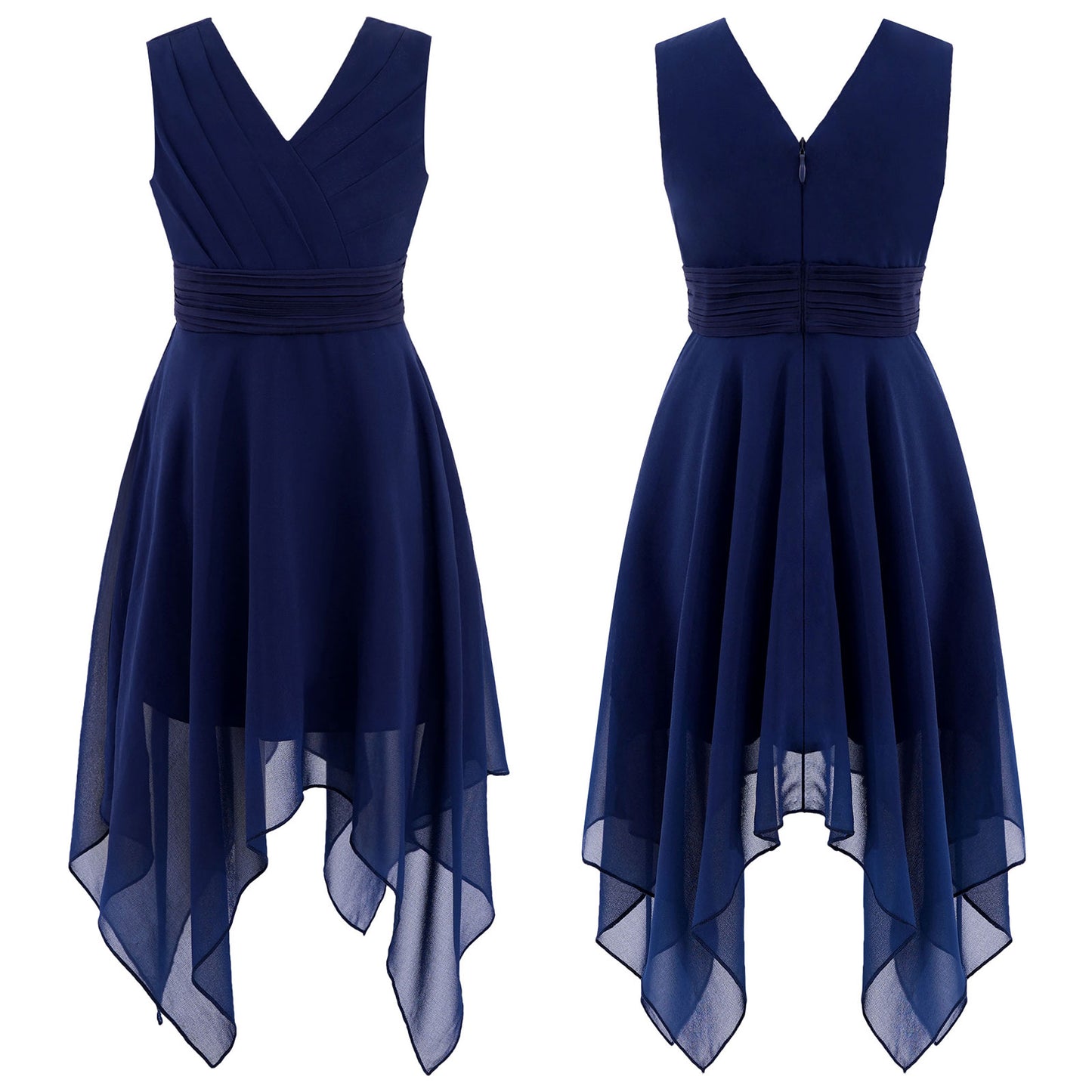 Blumenmädchen-Chiffonkleid mit floraler Spitze, Sommer, ärmellos, hoher, niedriger Saum, formelles Hochzeitskleid für Brautjungfer, Junior, Prinzessin