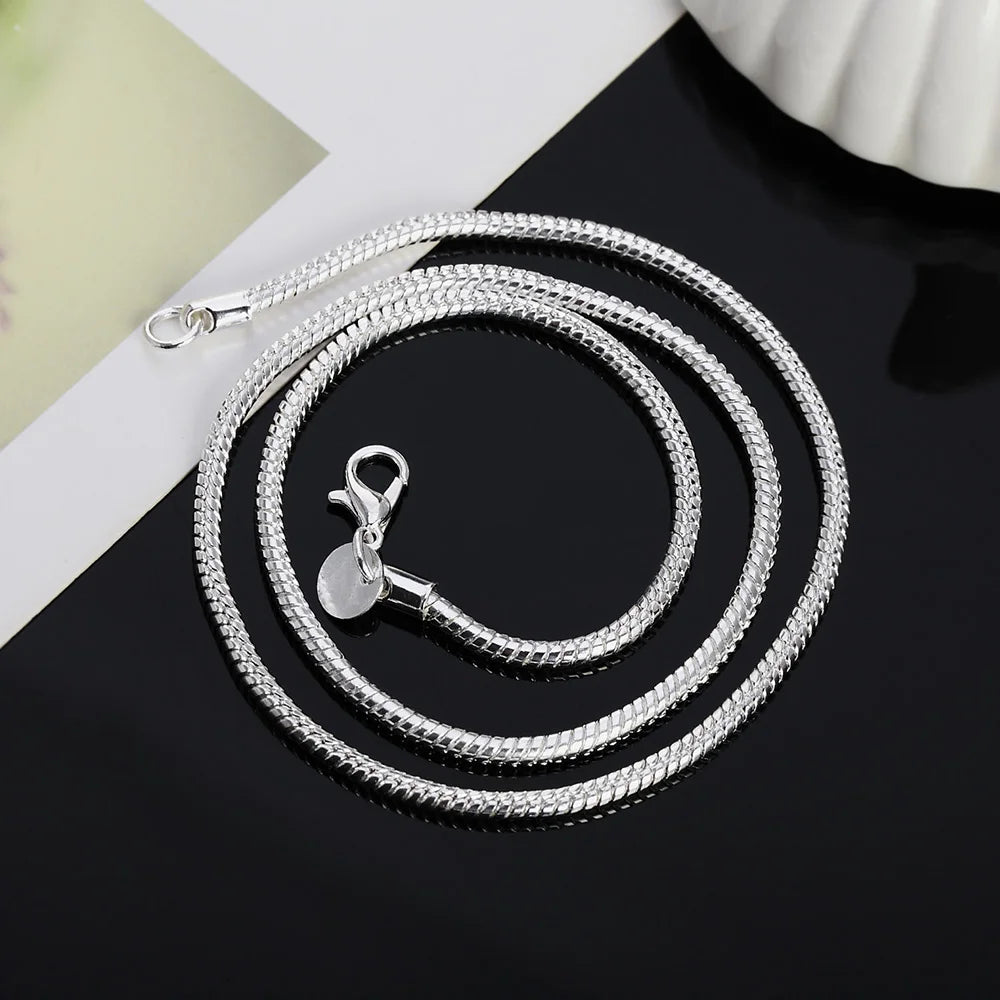 40-75cm 925 Sterling Silver 1MM/2MM/3MM solid Snake Chain Necklace For Men Women Fashion Jewelry for pendant free shipping.