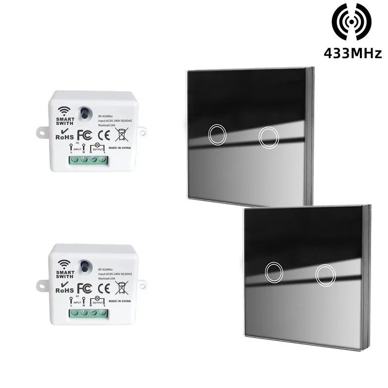 433 MHz intelligenter Lichtschalter Rf Wireless Touch Wandschalter mit Fernbedienung gehärtetes Glas Panel Schalter für Zuhause LED LAMPE 220 V.