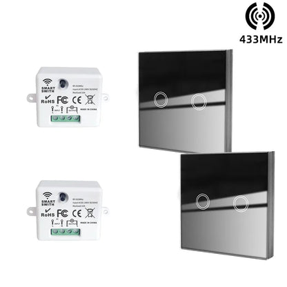 433 MHz intelligenter Lichtschalter Rf Wireless Touch Wandschalter mit Fernbedienung gehärtetes Glas Panel Schalter für Zuhause LED LAMPE 220 V.