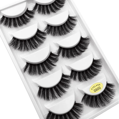 MEISHENJIE 5 pairs eyelashes 3d mink lashes natural long 1 box mink eyelashes 1cm-1.5cm 3d false eyelashes full strip lashes.