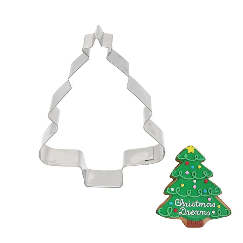 5Pcs/set Christmas Cookie Cutter Gingerbread Xmas Tree Mold Christmas Cake Decoration Tool Navidad Gift DIY Baking Biscuit Mould.