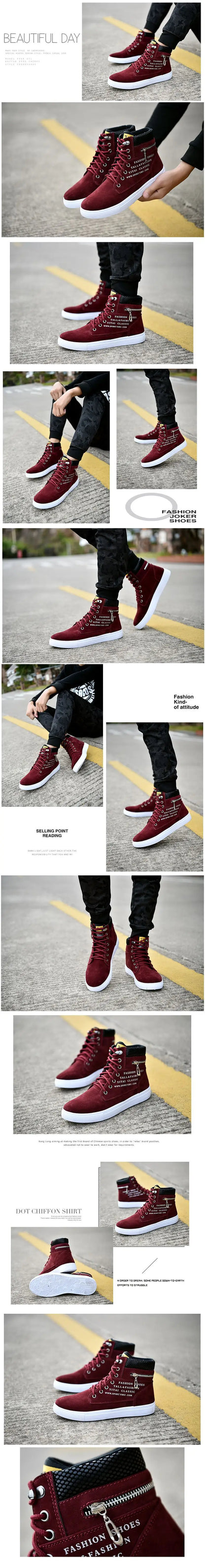 Spring Autumn High Top Men's Shoes Leather Men's Casual Sneaker Shoes Lace-up Wild Platform Sneakers Flat Vulcanized Shoes.