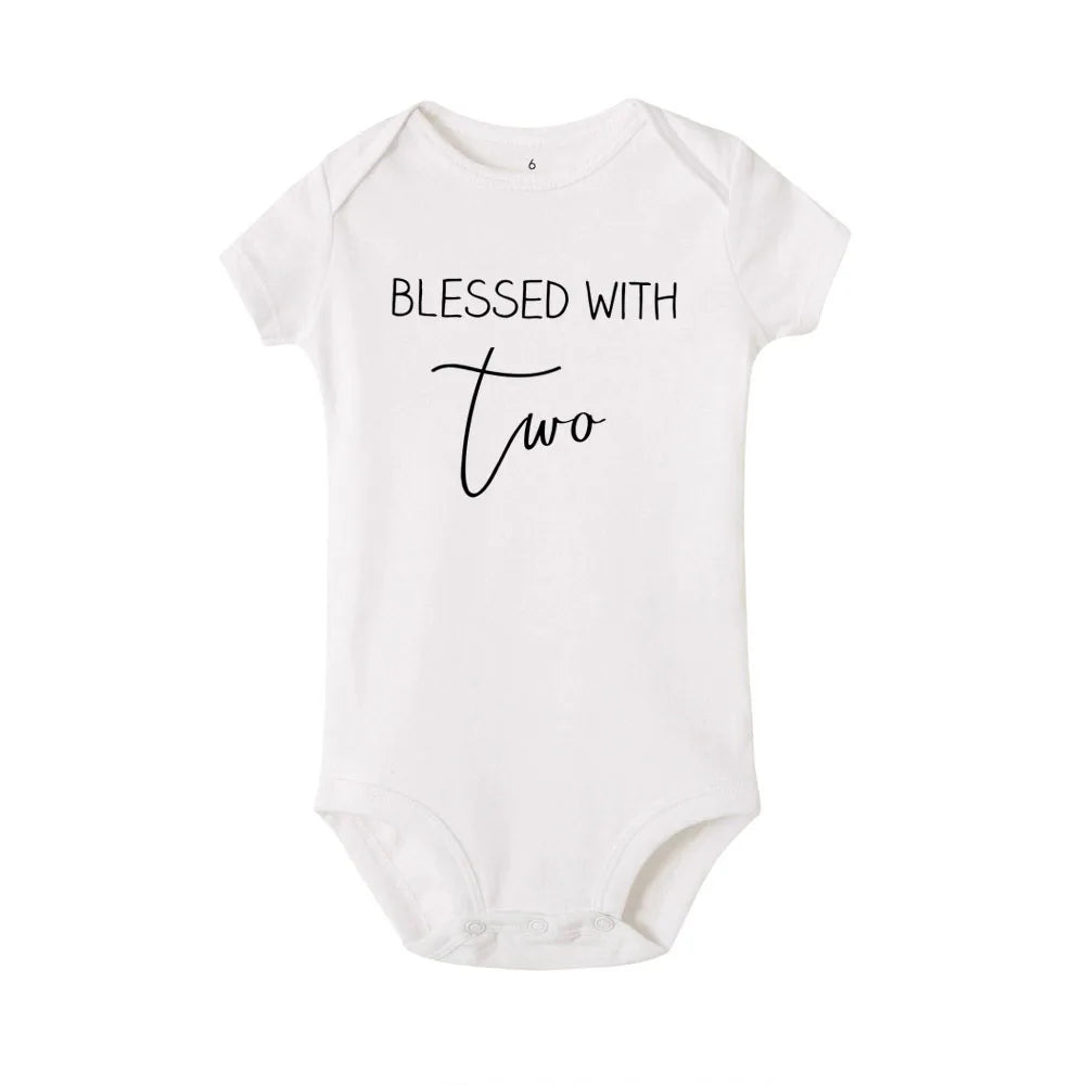 Gebet für einen gesegneten Zwei Zwillinge Baby Body Neugeborenes Baby Kurzarm Kleidung Ropa Kleinkind Mädchen Outfits Zwillinge Geschenk.