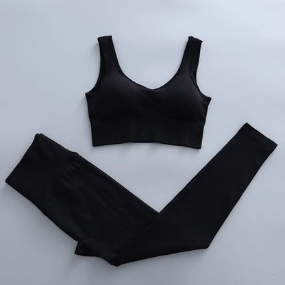 2/3 Piece Set Women Gym Wear Seamless Yoga Set Sports Bra Crop Top High Waist Leggings Fitness Sportswear Workout Outfits Woman